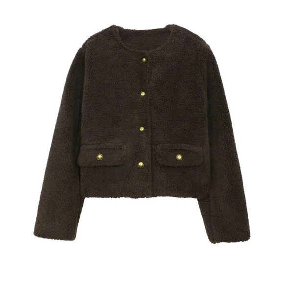 Solid Color Short Thick Regular Winter Jacket - Picture 7 of 8